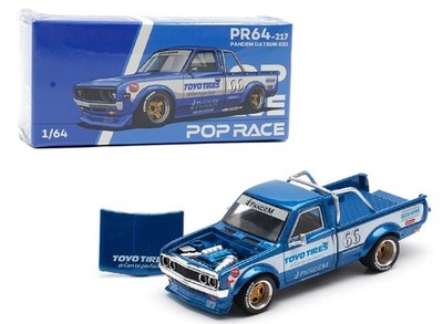 Pop Race 1:64 Pandem Datsun 620 Pickup Truck #66 Blue Metallic