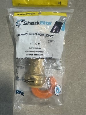 SharkBite 1'' Push-To-Connect Brass Slip Coupling Fitting U3020LFA. 321