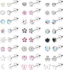 24 Pairs Hypoallergenic Earrings for Girls Studs Surgical Stainless Steel Cute S