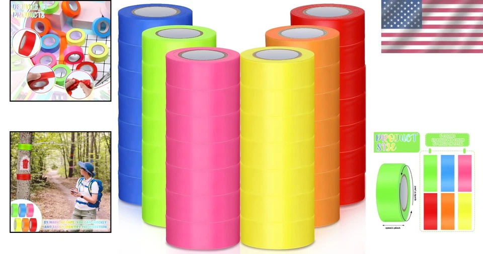 Bright and Weatherproof Flagging Tape - 60 Pcs for Trail and Boundary Marking - Image 2 of 4