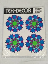 Vtg Meyercord Decal Tex-Decor Removable Vinyl Decoration Mod Hypnotic Tulips NOS