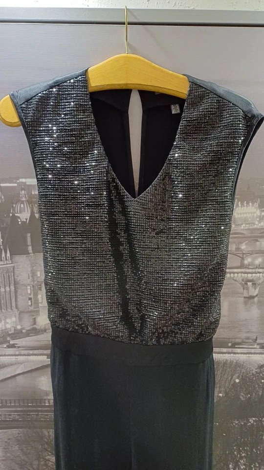 Esprit Jumpsuit Overall Damen Schwarz Gr. 36 mit Pailletten besetzt - Bild 3 von 4