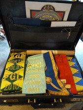 Job Lot Of 20 + Masonic Regalia Briefcase Inc Sash, Aprons, Documents & More.