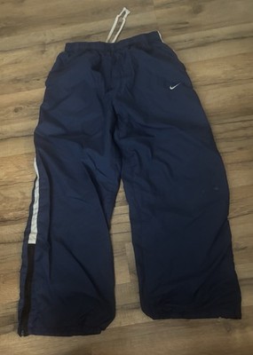 Vintage 90s y2k Nike Nylon Track Pants - Navy Blue Wide Leg (Size M)