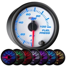 SLIGHTLY USED GLOWSHIFT WHITE 7 COLOR 100 PSI FUEL PRESSURE GAUGE