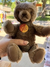 Steiff Original Teddy Bear Plush Brown w/ Button in Ear Chest Tag 024028