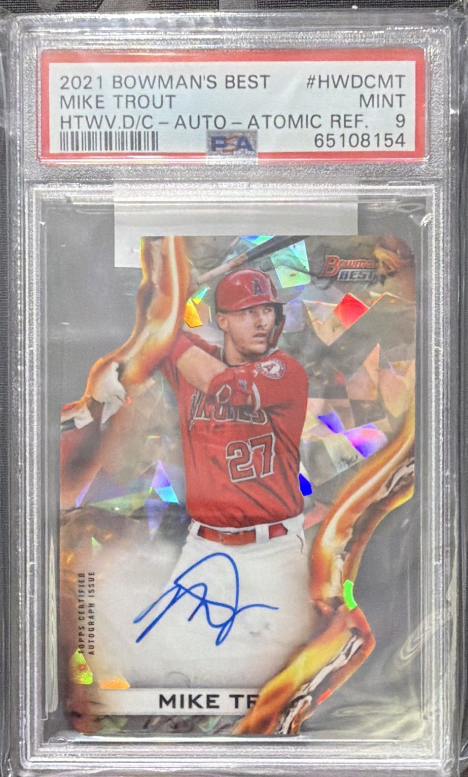 Topps 2021 Bowman's Best Mike Trout Heatwave Die-Cut Auto PSA 9 #HWDC-MT /25