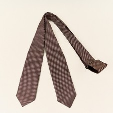Vintage Silk Bow Tie Brown Dots Diamond Point...