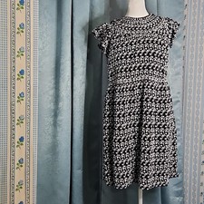 LOFT Black and White Patterned Mini Dress - Size Petite Medium
