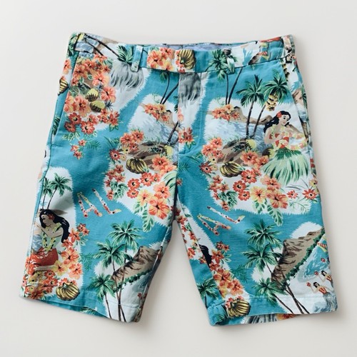 Polo Ralph Lauren Men's Hula Girl Hawaiian Linen Blend Chino Shorts 29 Slim Fit