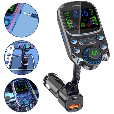 Auto Bluetooth 5.3 FM Transmitter KFZ Radio Adapter USB C Ladegerät für Handy