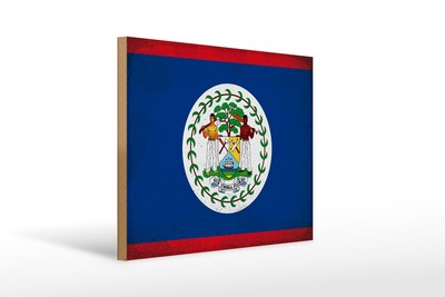 Ontrada Holzschild 30x40cm Flagge Belize Flag of Belize Vintage Holz Schild