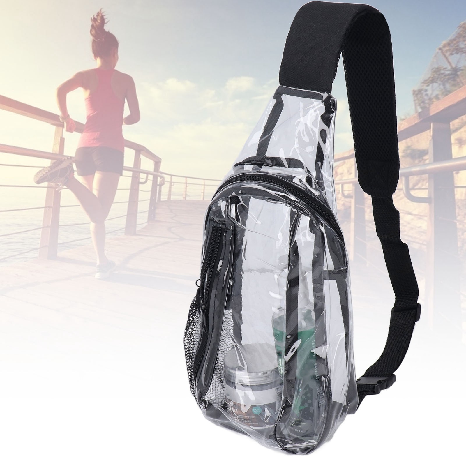 Clear Chest Bag Waterproof Transparent Stadium Approved Small Sling Bag For Conc
