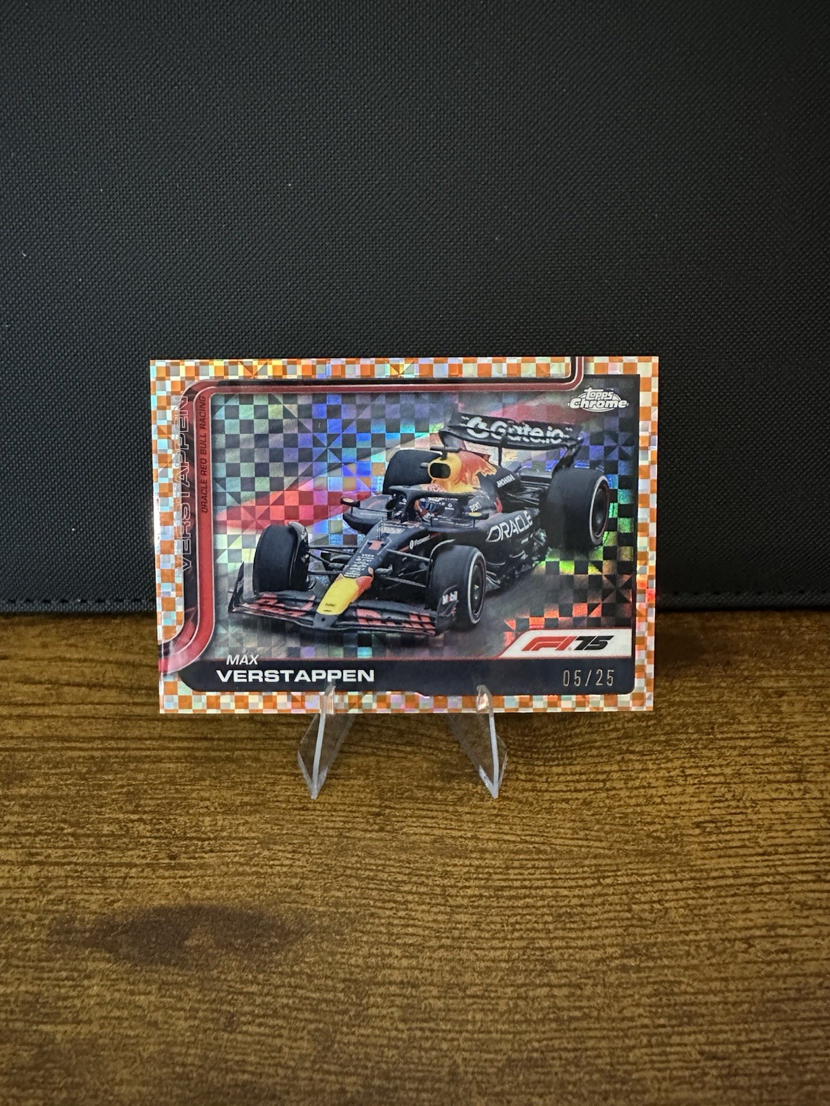 2025 Topps Chrome Formula 1 F1 - Max Verstappen Car #73 Orange Checker Flag /25 view 1