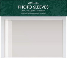 4X6 Photo Sleeves 200 Count  Crystal Clear Archival Plastic Sleeves with S...