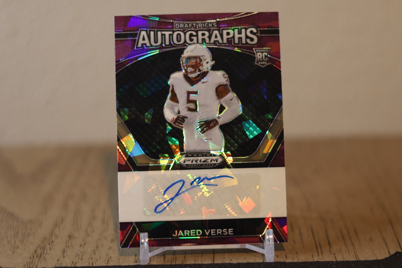 2024 Prizm Draft Picks Jared Verse Draft Picks Autographs Purple Cracked Ice /99