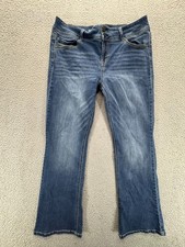 Wallflower Womens Mid Rise Luscious Curvy Bootcut Jeans Blue Size 17