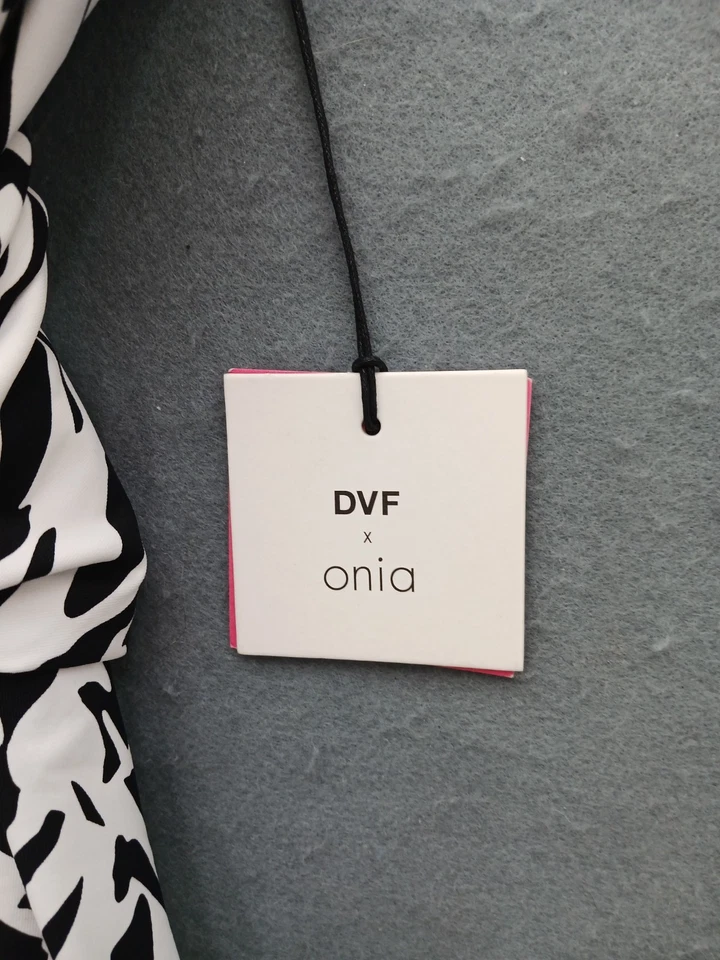 DVF x Onia Mujer Una Pieza Talla L Negro Abstracto Elena Halter Traje de Baño Foto 2 de 4