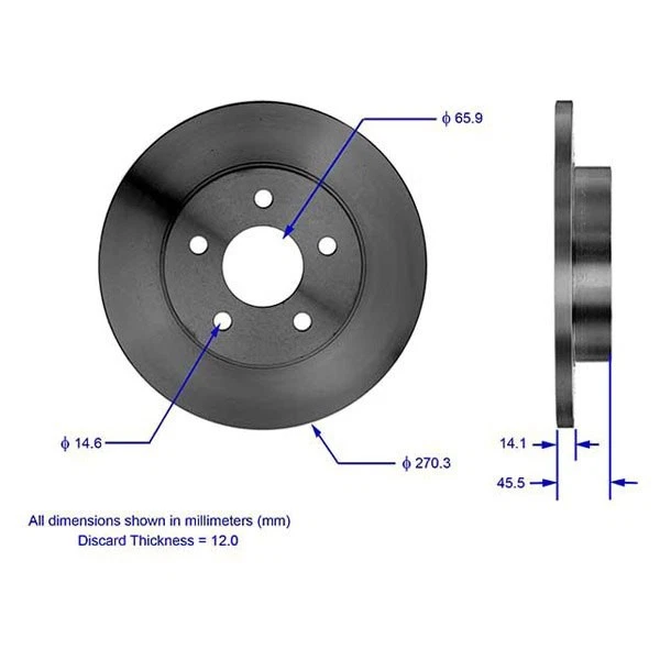 For Chevy Malibu 04-12 Bendix Global Premium Plain Solid Rear Brake Rotor - Изображение 3 из 3