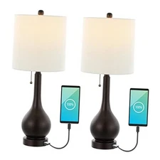  JYL1127A-SET2 Tyler 24" Gourd Iron LED Table Lamp, Pull Oil-Rubbed Bronze