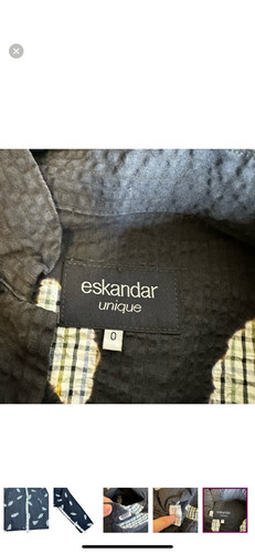 Eskandar Shibori Dyed Mandarin Collar Linen Jacket Sz 0 Oversized - Picture 9 of 9