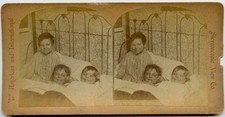 Is it time to get up ? , Vintage Children Photo Stereoview