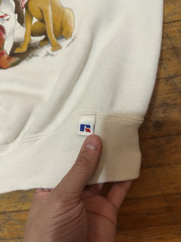 Sudadera De Colección Russell Atlética Hombre de Nieve Vaquero Granja Escena Cuello Redondo Grande Foto 3 de 4