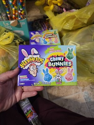 3oz Box WARHEADS Chewy BUNNIES Sour Sweet Easter Candy Green Apple + Watermelon+