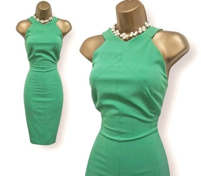 Karen Millen UK 12 grün Scuba Racerback Wackel Bleistift Anlass Kleid