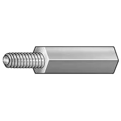 Hex Standoff, #8-32 Thrd Sz, 1 In L, 1 In Thrd L Aluminum Plain, 1/4'' Hex W, 10
