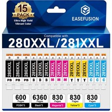 15 Pack 280 XXL 281 XXL Ink Cartridges Compatible for canon printers Work w...