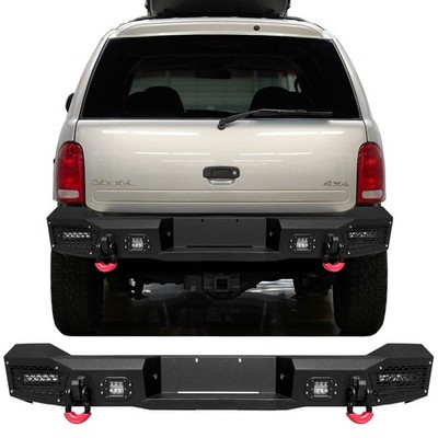 VIJAY Fit 1998-2003 Dodge Durango Steel Rear Bumper with D-rings & LED Lights