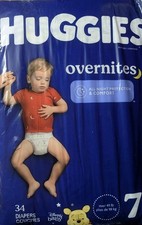 Huggies Overnites Nighttime Diapers, Size 7, 34 Ct 41 Lbs