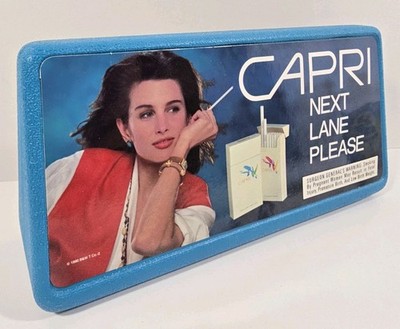 1980 Capri Double Sided Advertising 10x3 Table Weight Cigarette Advertising