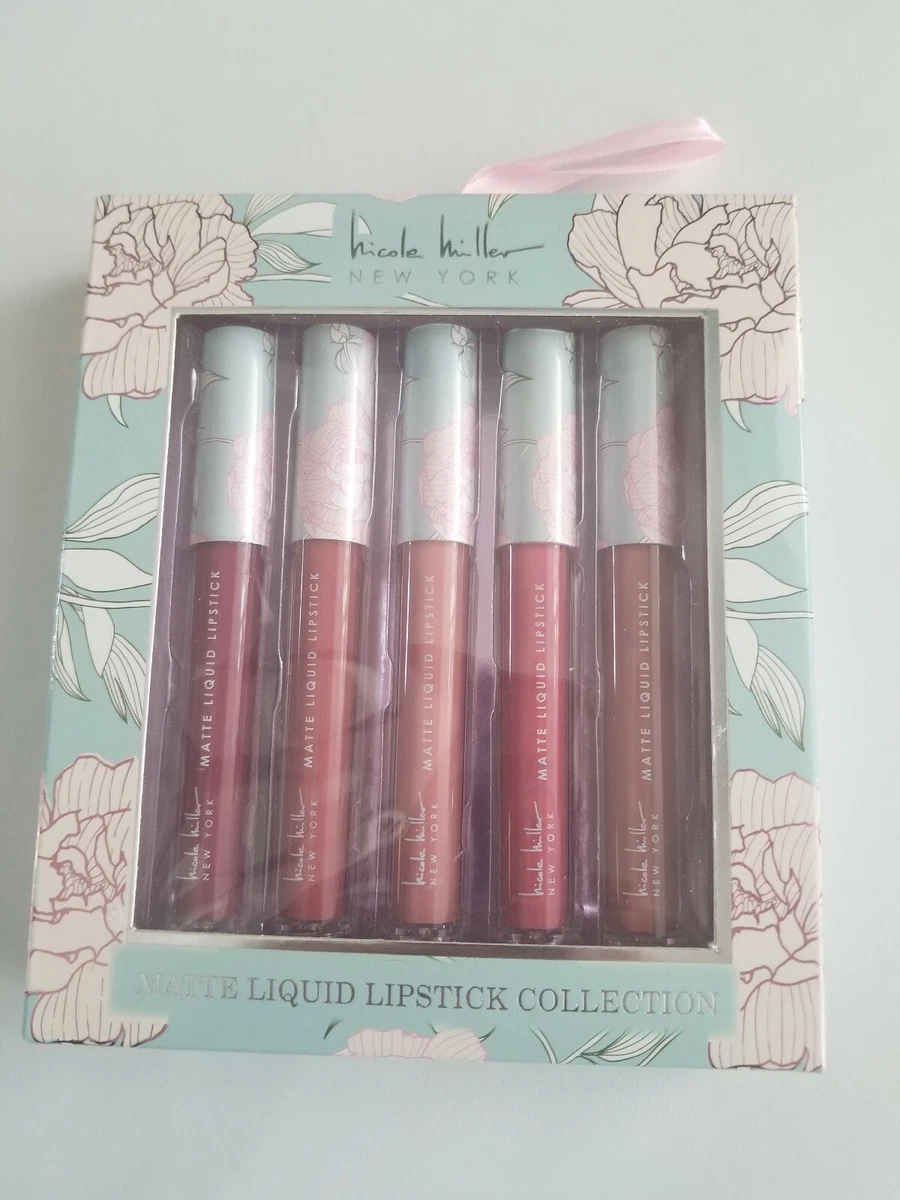 Nicole Miller Matte Liquid Lipstick Collection Set 5 Colors Rose Red Shade