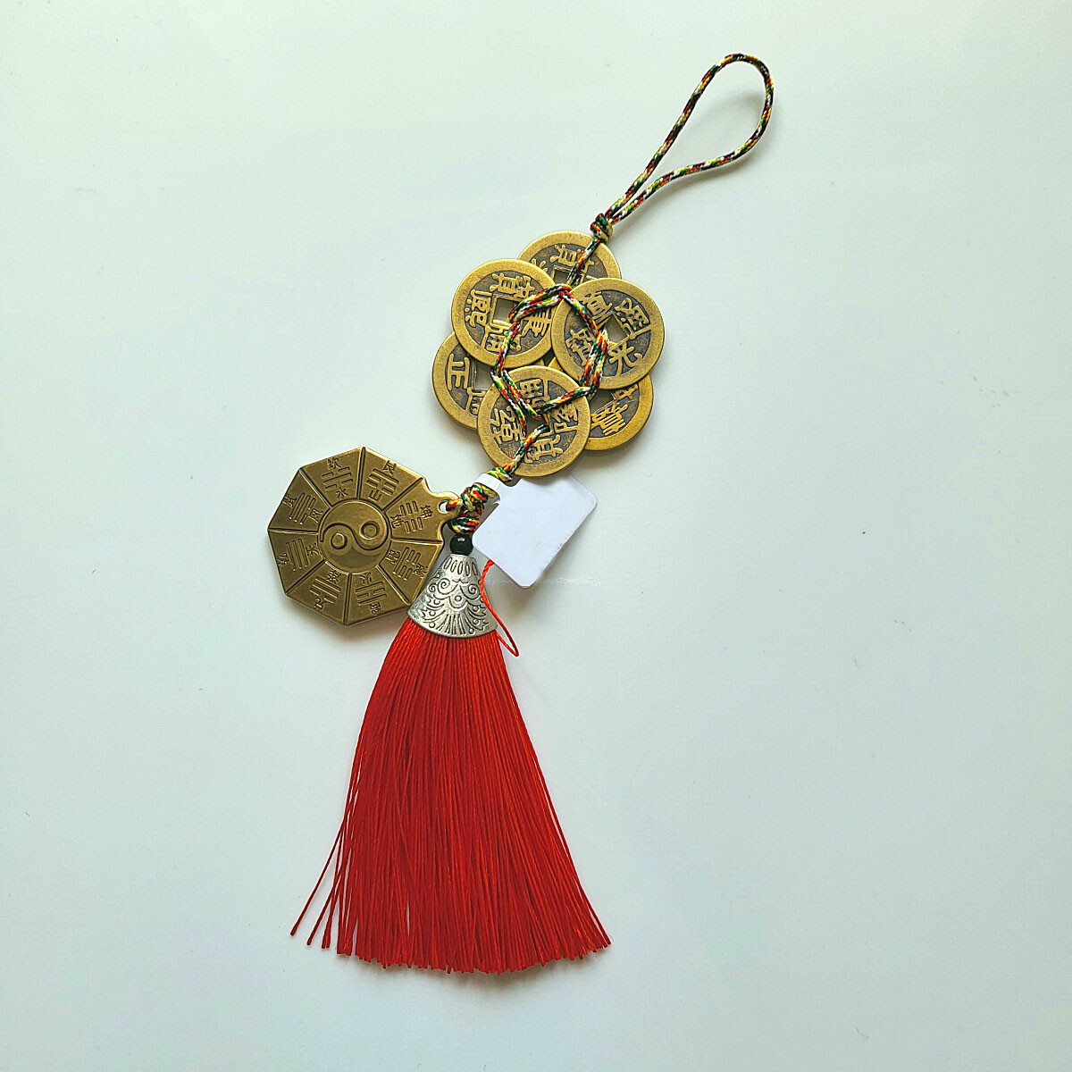 风水六帝钱挂件化煞驱邪招财转运兴旺发达Copper antique coin + bagua