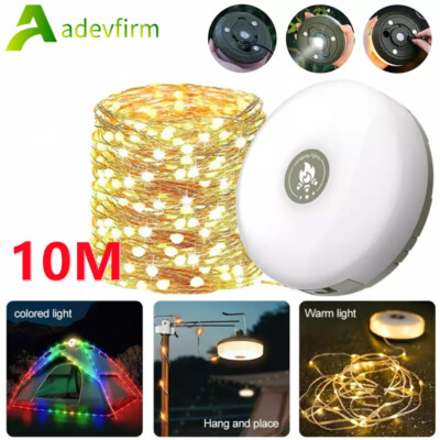 Camping Lichterkette Aufrollbar Wasserdichte Tragbare LED Lichterkette 10m RGB