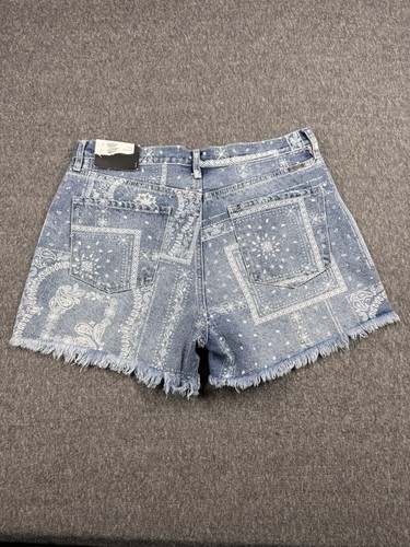 Kan Kan Shorts Womens Size 13/30 Blue Paisley Print Western Denim - Picture 9 of 11