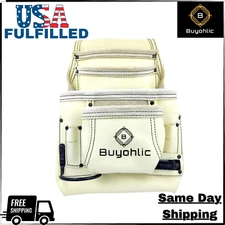 Heavy-Duty 10-Pocket Leather Tool Bag – Top Grain Construction Pouch-USA FULFILL