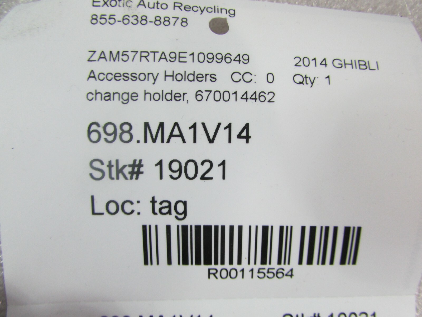 Maserati Ghibli, Change Holder, Used P/N 670014462