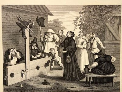 HUDIBRAS And Ralpho William Hogarth Antik Stahlstich Engraving Illustration RAR - Bild 1 von 4