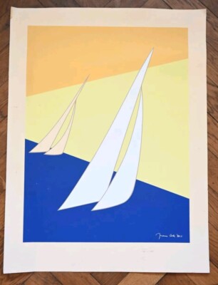 Franco Costa Print Boat Americas Cup 1980 Large Vintage Swedish Challenge Rare