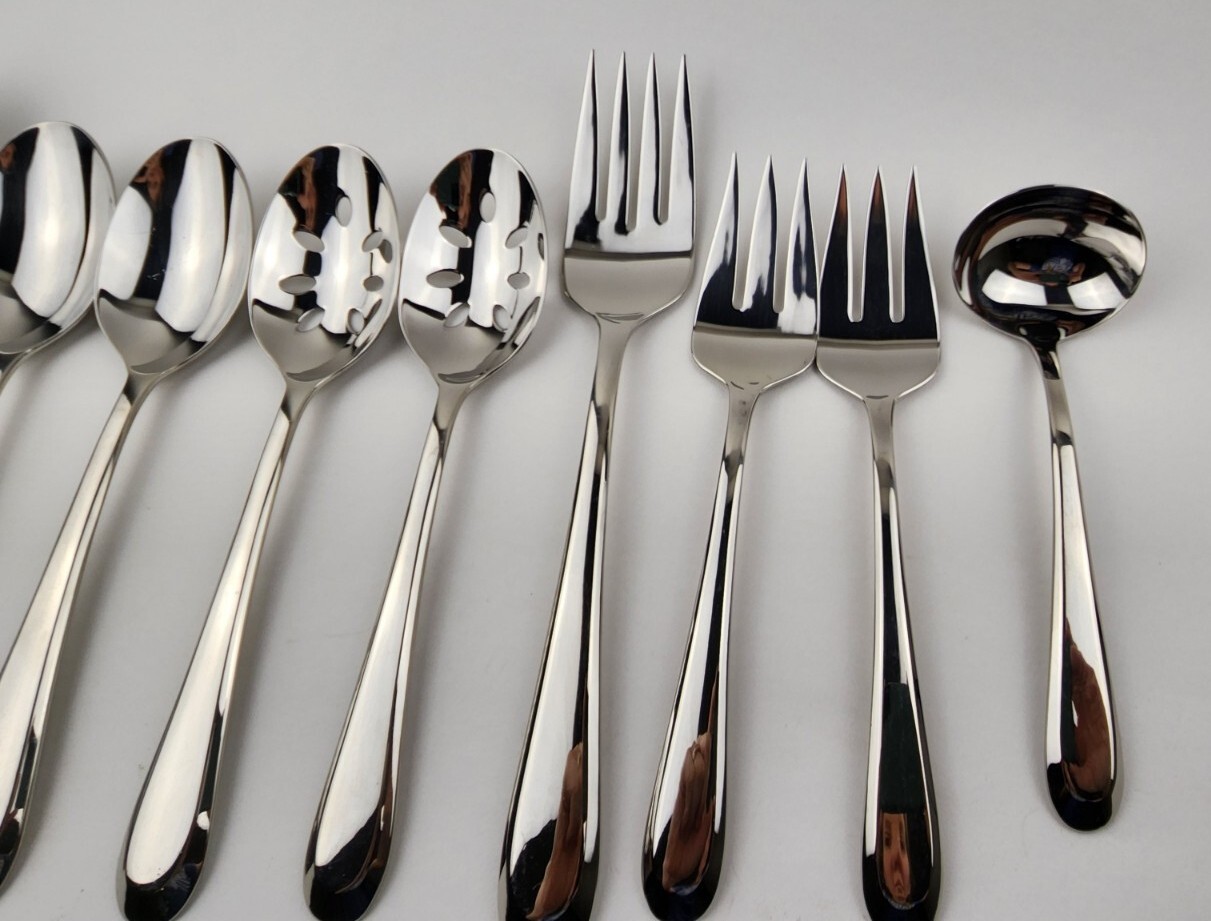 9 pc Lenox BELLEVUE Serving Spoon Ladle Fork Stainless 18/10 Glossy