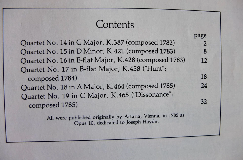 MOZART THE SIX "HAYDN" QUARTETS CELLO PART SHEET MUSIC BOOK (1970's) USA - Image 3 of 4