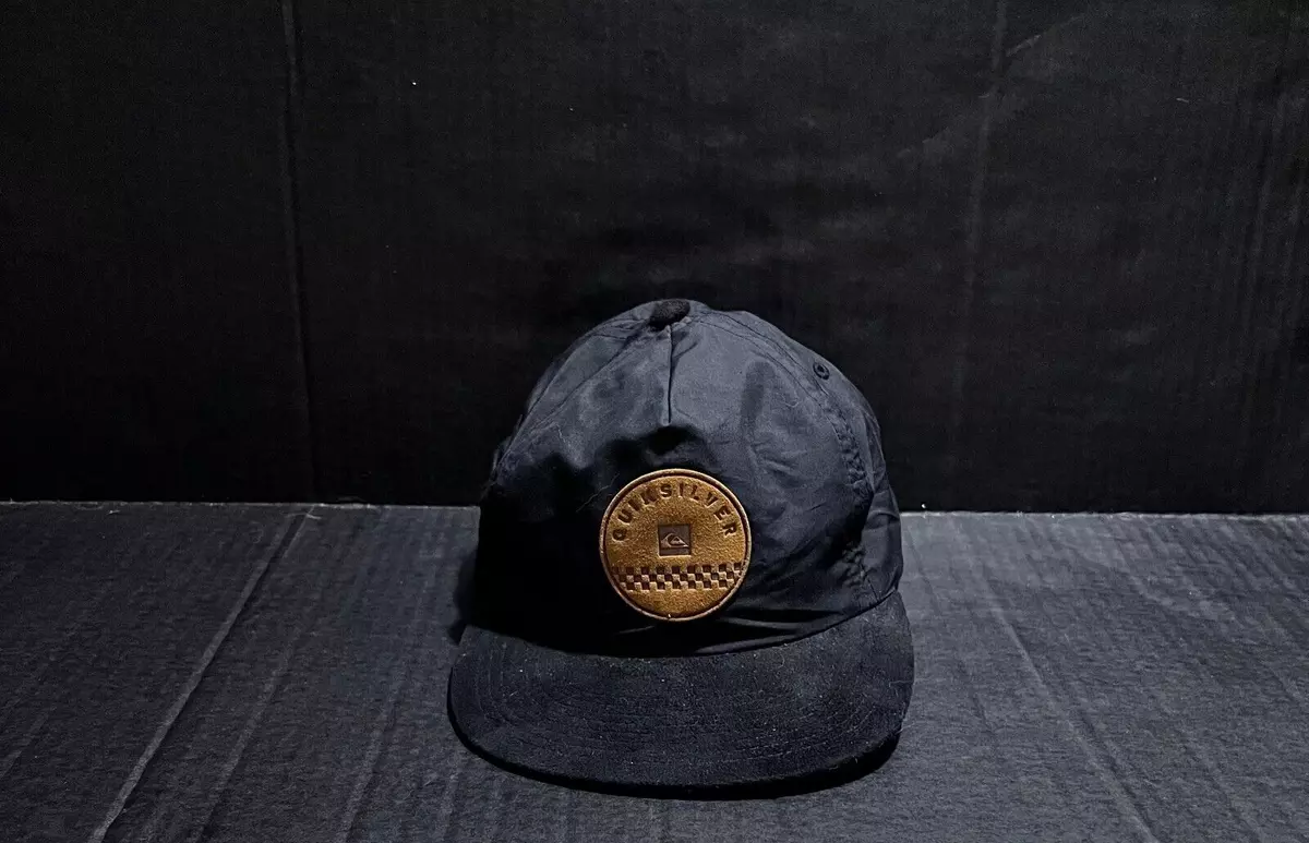 Quiksilver Hat Cap Men Strapback Black Leather Logo Skateboarding