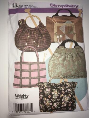 Simplicity Sewing Pattern 4338 Knitting Bags Uncut OOP - Picture 1 of 3