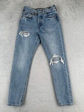 Levis Jeans Womens 24 Blue Denim 501 S Premium Big E XX Button Distressed 24x27