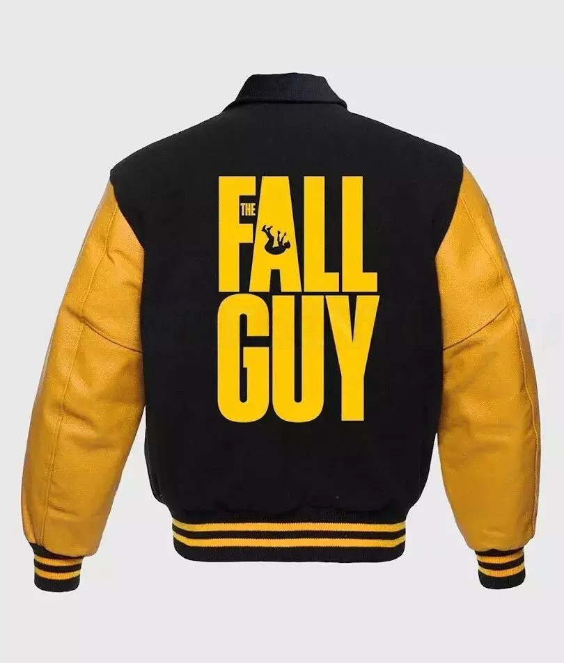 Ryan Gosling The Fall Guy Bomber Varsity Jacket Wool Body Leather Sleeves image 2