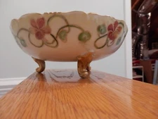 Tressemann & Vogt T&V Limoges Porcelain Footed Bowl Signed Art Deco  8.5" Signed