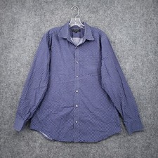 Banana Republic Button Up Shirt Mens L Large Blue Polka Dots Non Iron Slim Fit